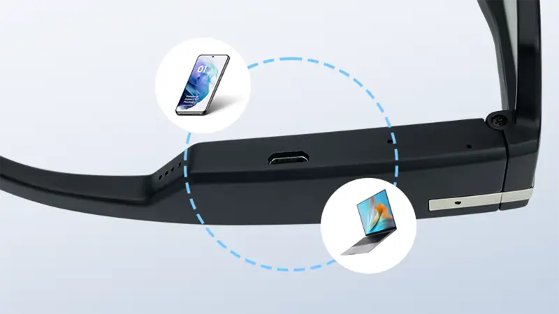 The Camera Smart Glasses can be connected to mobile phones, computers, etc.